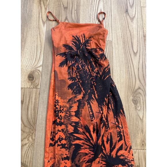 Urban Outfitters Dress Tropical Black and Orange Womens XSmall - Picture 3 of 7